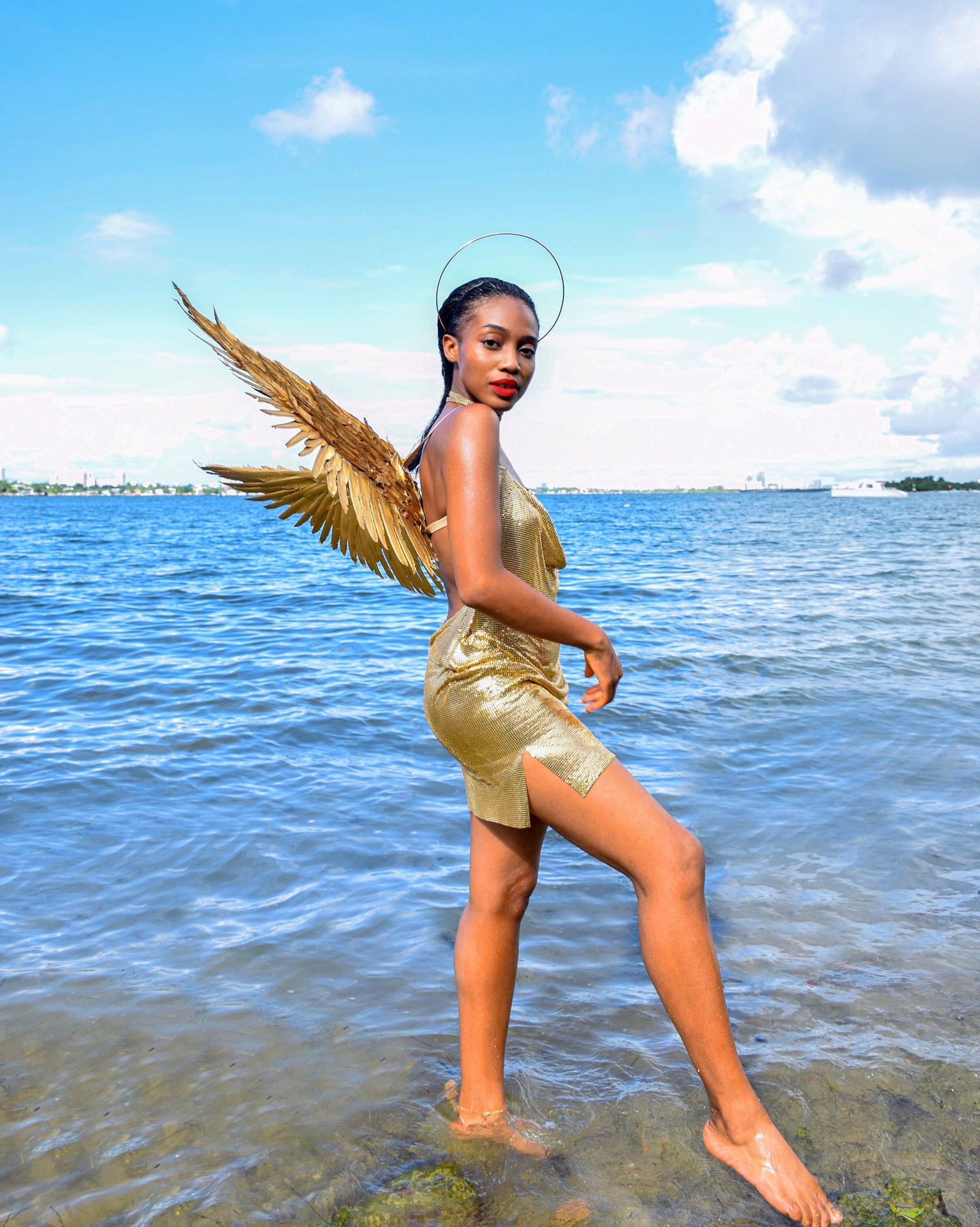 Gold Angel Feather Wings