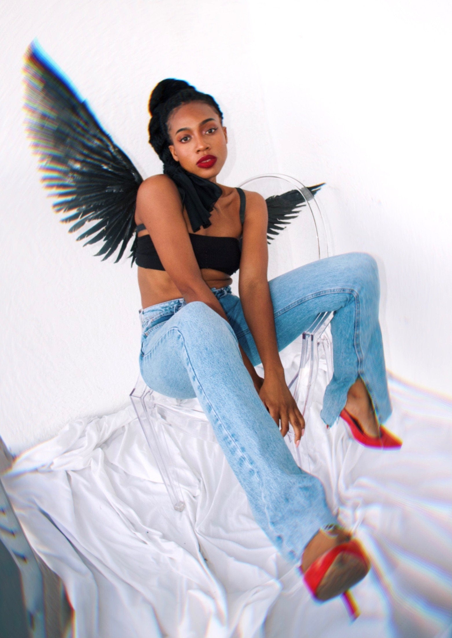 Black Angel Feather Wings